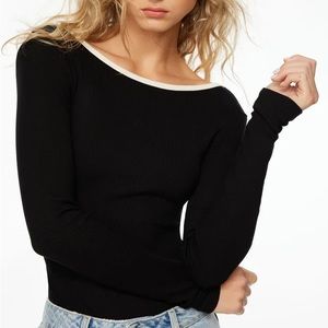 Dynamite Skye Long Sleeve Open Back Bodysuit